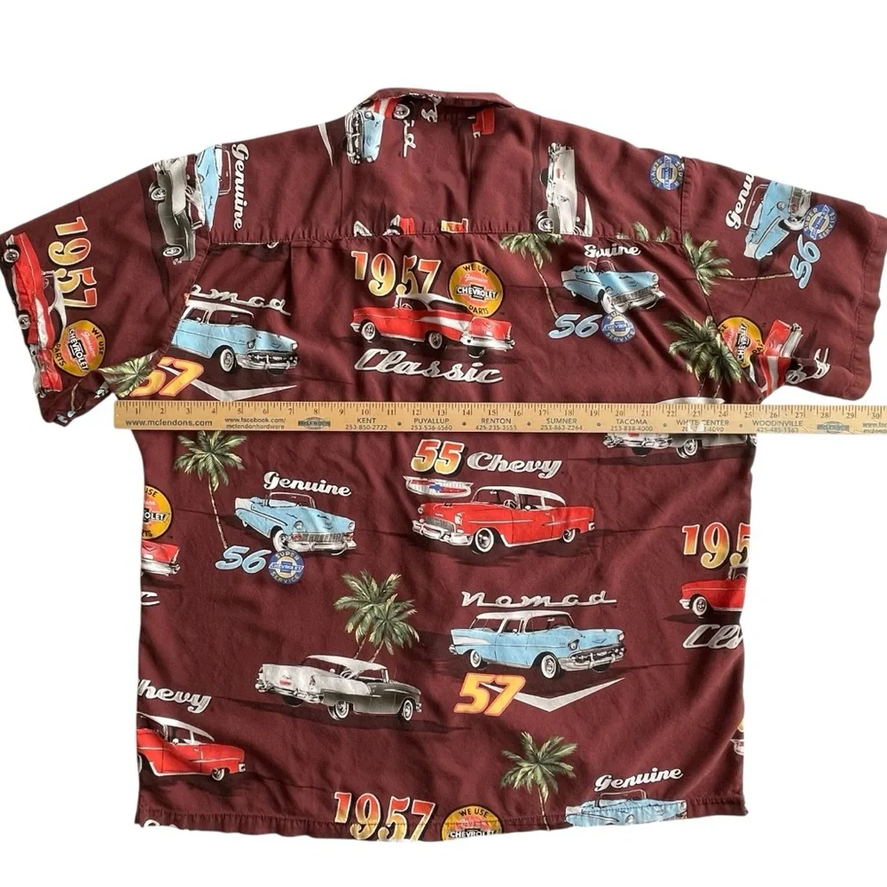 Vintage Paradise Found Men's GM‎ 57 Chevy Hawaiian Camp Shirt